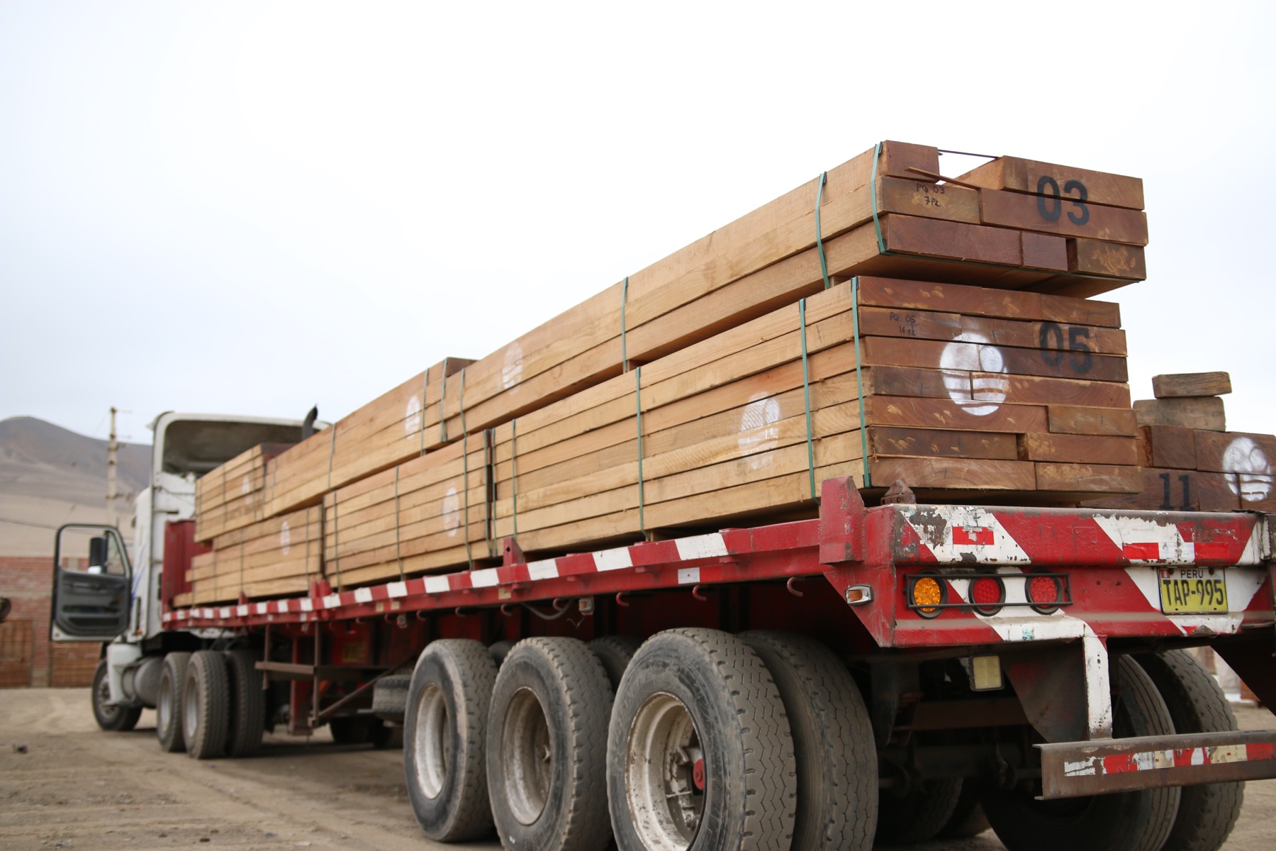 Carga de madera en bruto para transporte